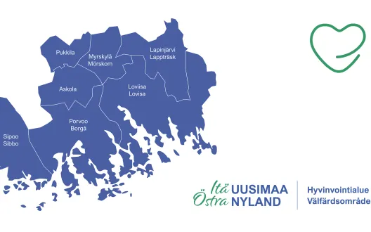 Itä-Uudenmaan hyvinvointialueen kartta