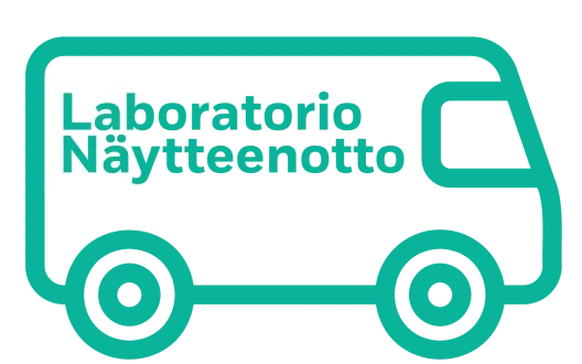 Piirroskuva pakettiautosta, jonka kyljessä lukee "Laboratorio, näytteenotto"