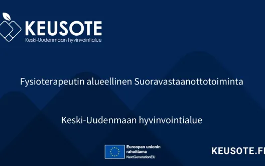 Toimintamallia esittelevä kansikuva, jossa mainittu toimintamallin nimi Fysioterapeutin alueellinen Suoravastaanottotoiminta