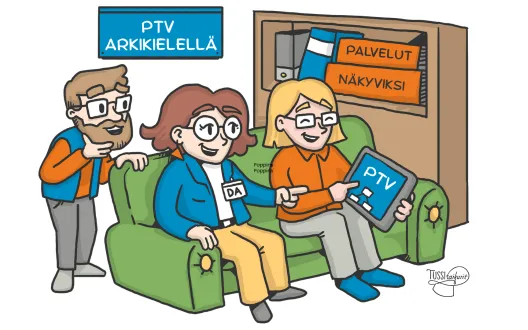 PTV-opastusta kahdelle henkilölle.