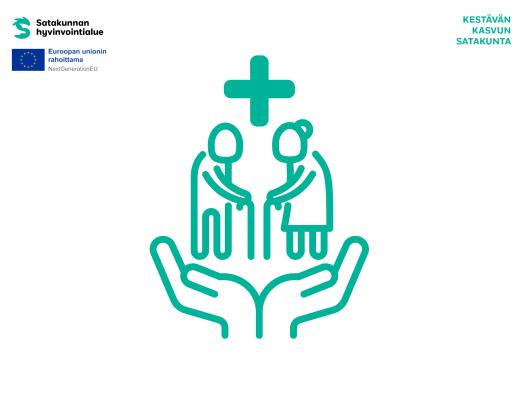 Kaksi ikääntynyttä hoitavan kämmenen ympärillä yllään risti.