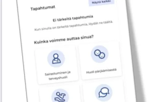 Päijät-Sote-sovelluksen mobiilikäyttäjän kotisivu