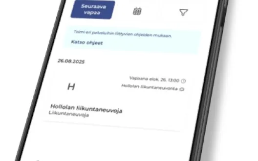 Ajanvaraus näkymä mobiilissa
