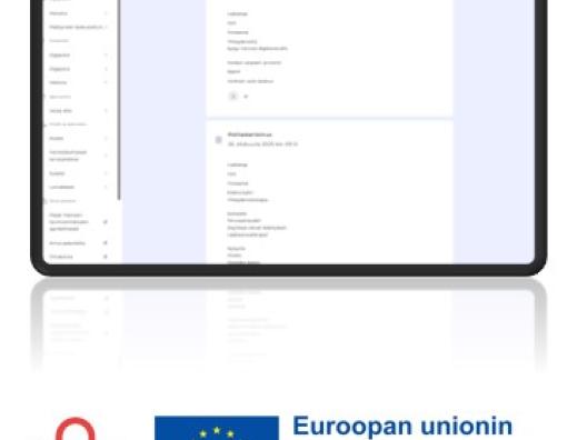 Asiakkaan näkymä internet selaimella digialustan käyttäjän tapahtumista ja potilaskertomuksista.