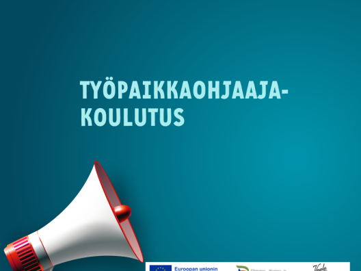 Kansikuva työpaikkaohjaajakoulutuksen toimintamallille, sisältää logot Euroopan unionin osarahoittama, Elinkeino-, liikenne- ja ympäristökeskus, Vaalan kunta
