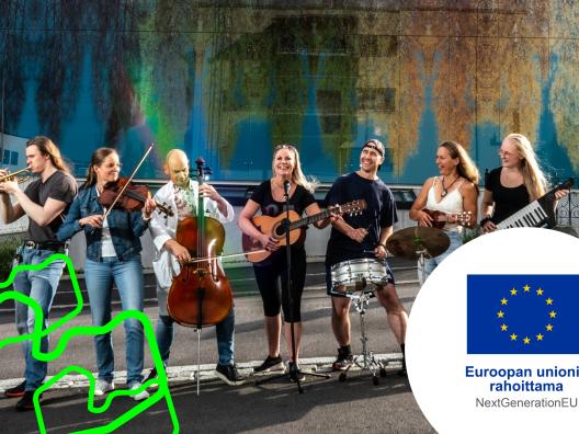 Eloisan työntekijät soittavat soittimia