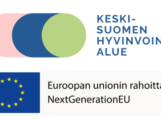 Keski-Suomen hyvinvointialueen ja EU:n logot yhdessä