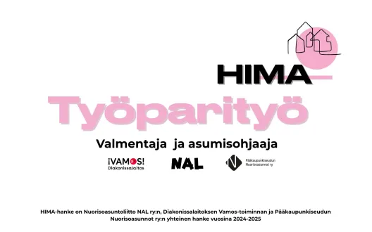kuvassa teksti "HIMA" "Työparityönmalli" Logot 