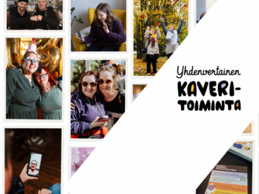Kuvakollaasissa kuvia kaveripareista, teksti Yhdenvertainen kaveritoiminta. 