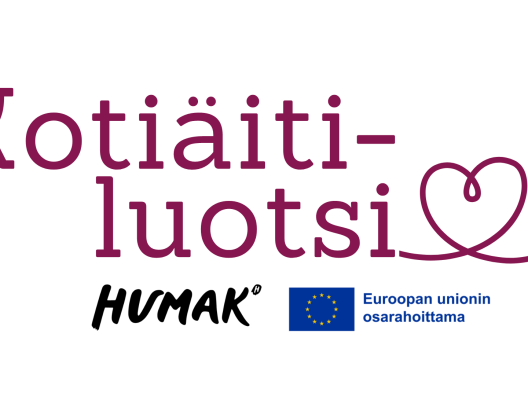 Kuvassa logot, joissa lukee Kotiäitiluotsi, Humak ja Euroopan unionin osarahoittama. 