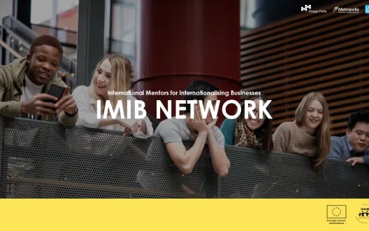 This image has the logos of the participating organisations and the funder. It shows the name of the project. In image there are also six students of different backgrounds smiling.