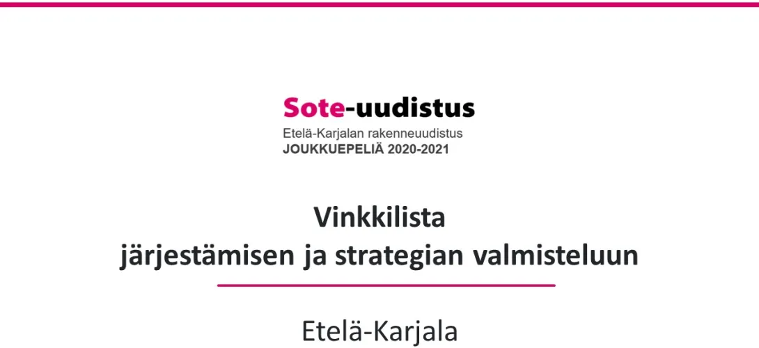 Vinkkilista järjestämisen ja strategian valmisteluun