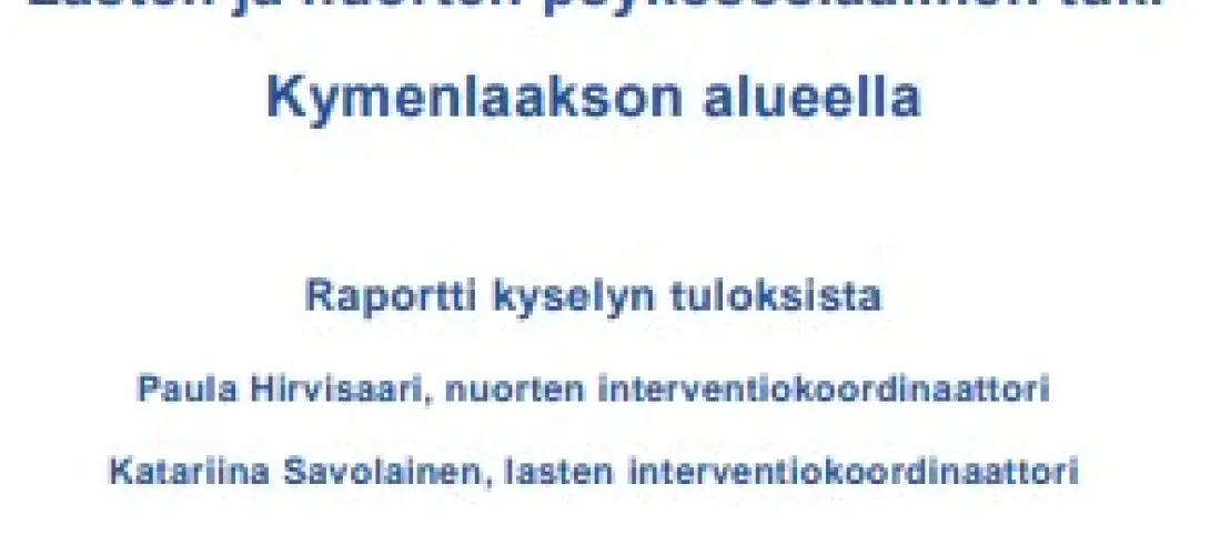 Nuorten psykososiaalisen tuen menetelmien saatavuus Kymenlaakson alueella
