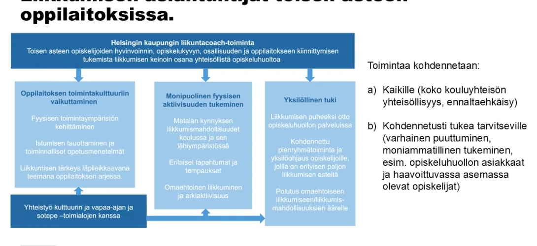 Systeemisen liikkumisen edistämisen malli toisen asteen opiskeluhuollossa.