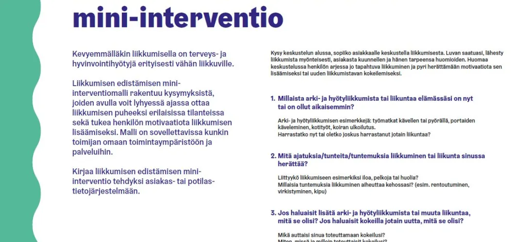 Liikkumisen edistämisen mini-interventiomalli