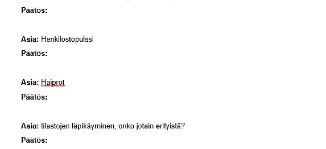 Työyksikön säännöllisten toimintojen vakiointi