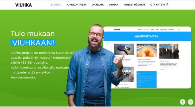 Kuva Viuhka-projektin etusivusta verkkopalvelussa