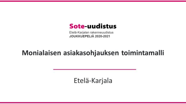 Monialaisen asiakasohjauksen toimintamalli teksti kansikuvana