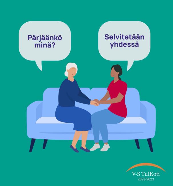 Ikäihminen ja palveluohjaaja miettivät yhdessä asiakkaan kotona pärjäämistä.