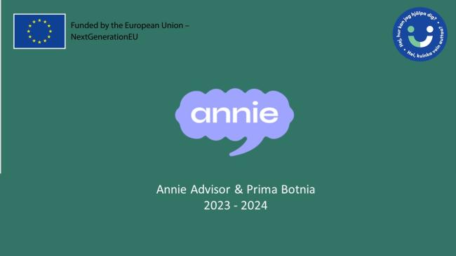 Kuva vihreällä taustalla missä lukee Annie