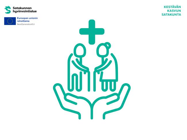 Kaksi ikääntynyttä hoitavan kämmenen ympärillä yllään risti.