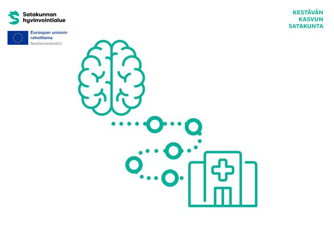 Kuvituskuva, jossa on piirretty aivojen reitti välietappien kautta sairaalaan.