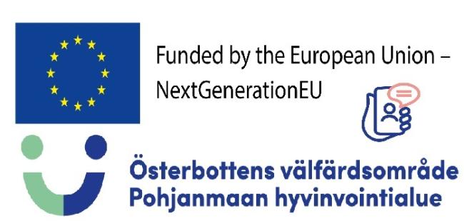 Eu-logo,Pohjanmaan hyvinvointialueen logo, puhelin