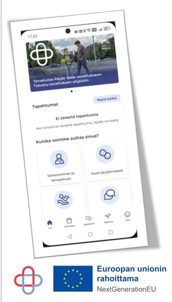 Päijät-Sote-sovelluksen mobiilikäyttäjän kotisivu