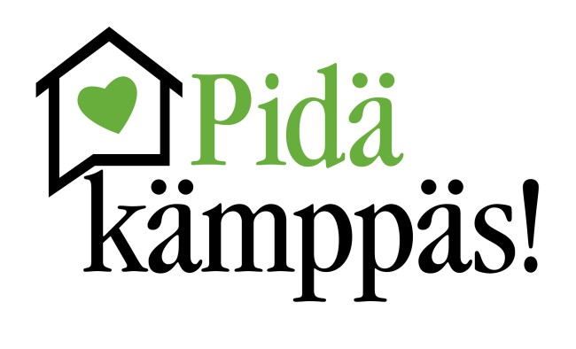 Talo, jonka sisällä sydän ja vieressä teksti Pidä kämppäs! 