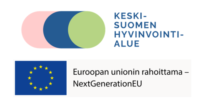 Keski-Suomen hyvinvointialueen ja EU:n logot yhdessä