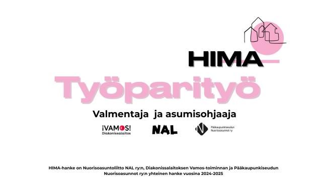 kuvassa teksti "HIMA" "Työparityönmalli" Logot 