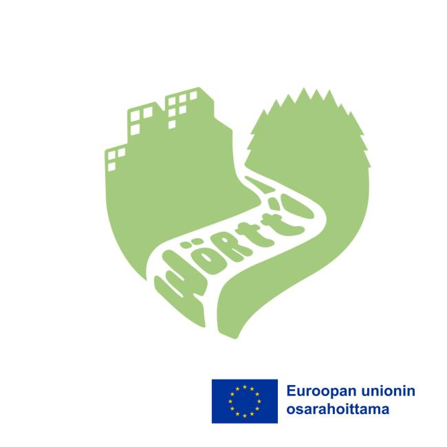 Wörtin vihreä sydänlogo, jonka alla Euroopan unionin osarahoittama -logo