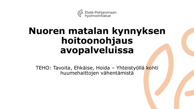 Nuoren matalan kynnyksen hoitoonohjaus avopalveluissa